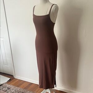 wild fable Brown Sleeveless Maxi Slip Dress